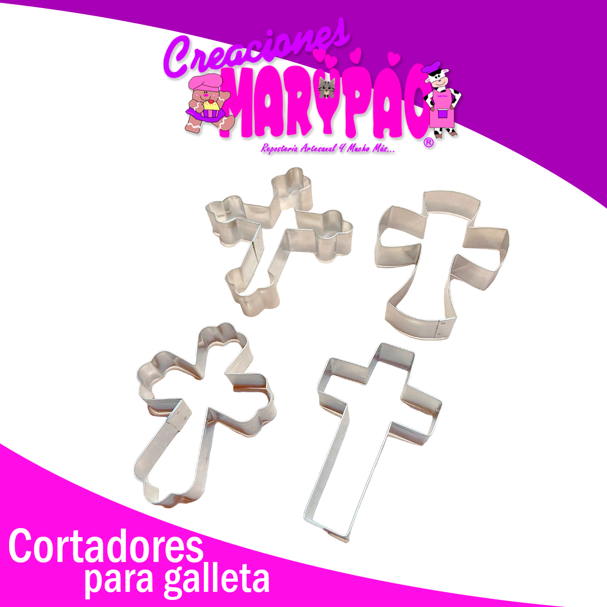 Cortadores Cruz Comunión Bautizo Para Galletas Paq. 4 Pzas