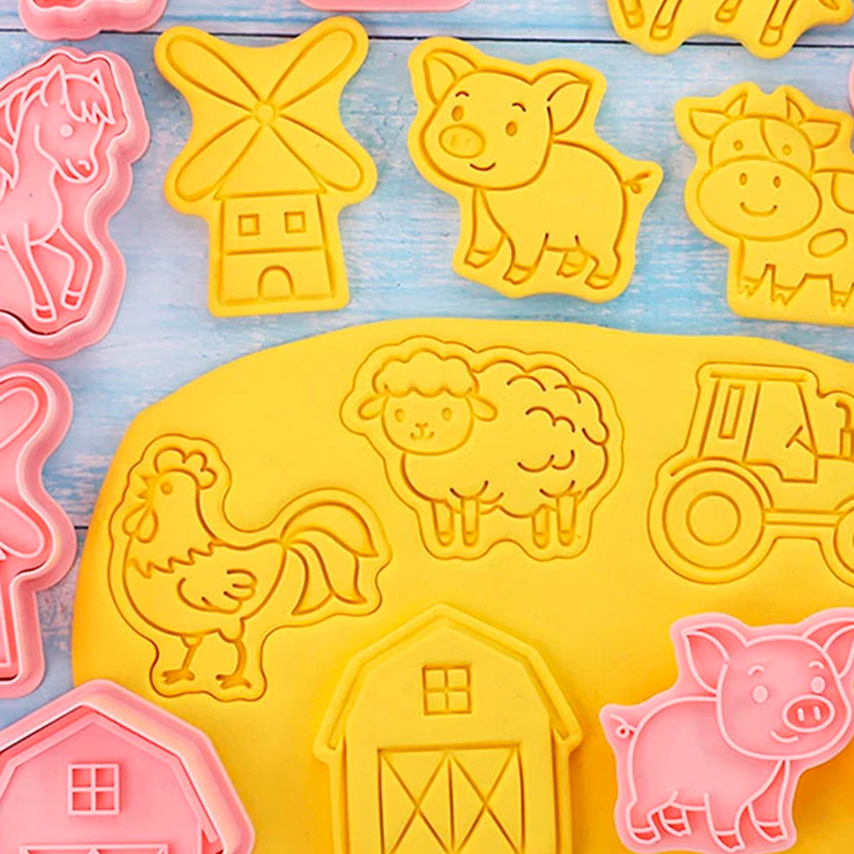🐷Cortadores de Galletas Texturizadores – Animales Granja (8 piezas) 🍪