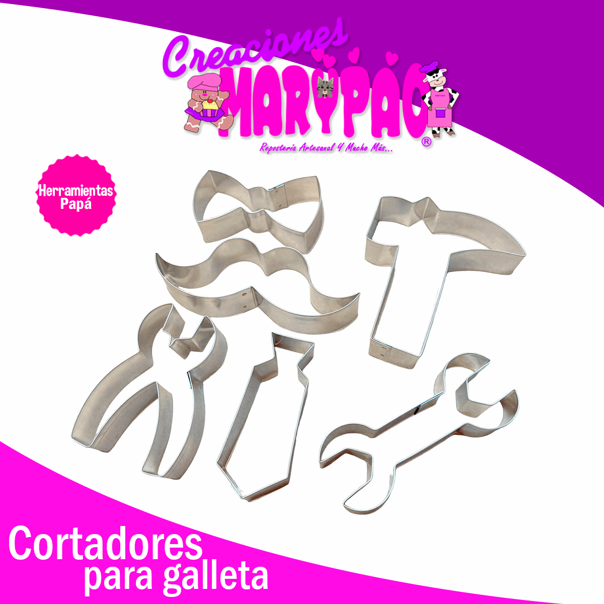 Cortadores Dia Del Padre Herramientas Corbata Galleta Paq 6