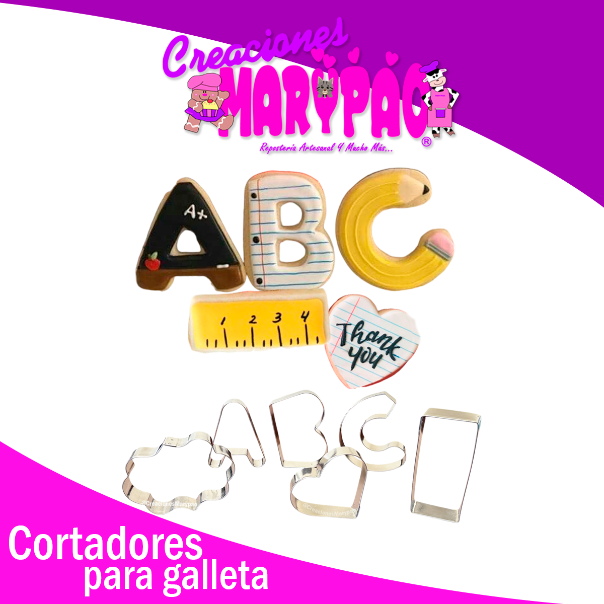 Cortadores Para Galletas Día Del Maestro ABC 📚