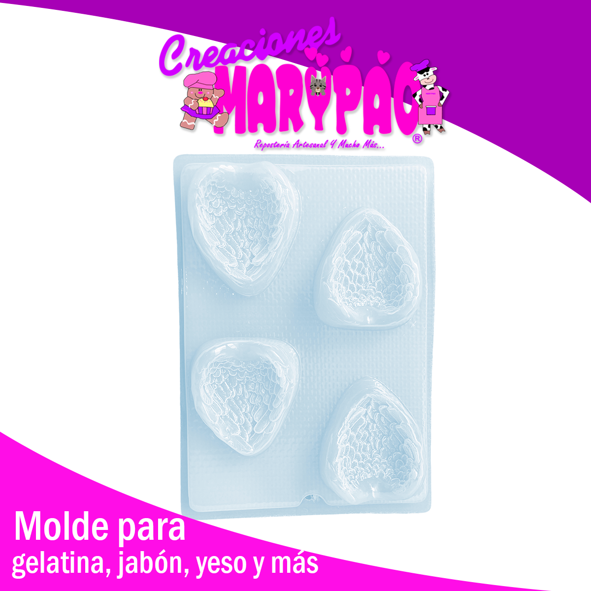 Molde Alas 3d Para Bebe Acostado Jabon Gelatina ángel