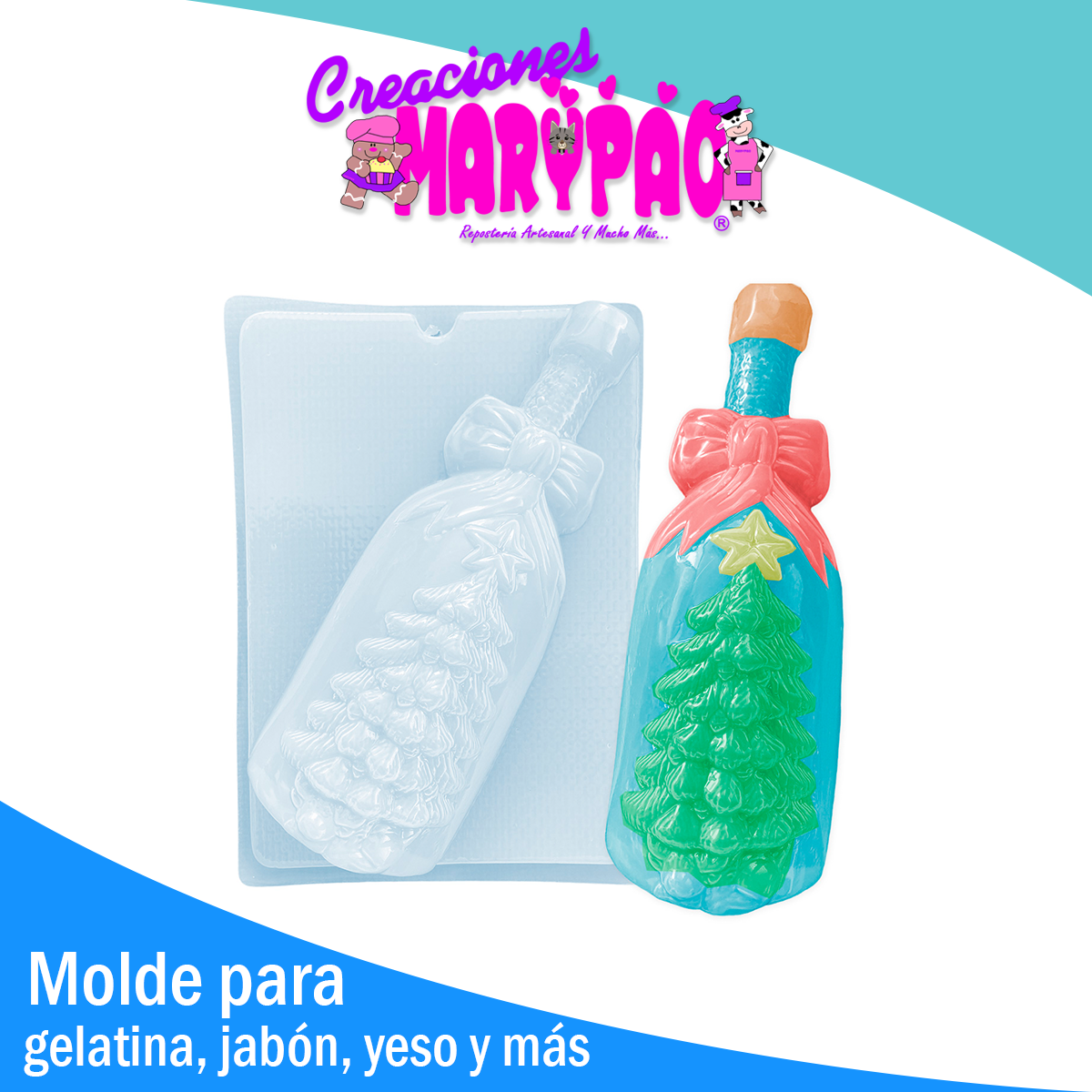 Molde Botella Pino de Navidad Gelatinas