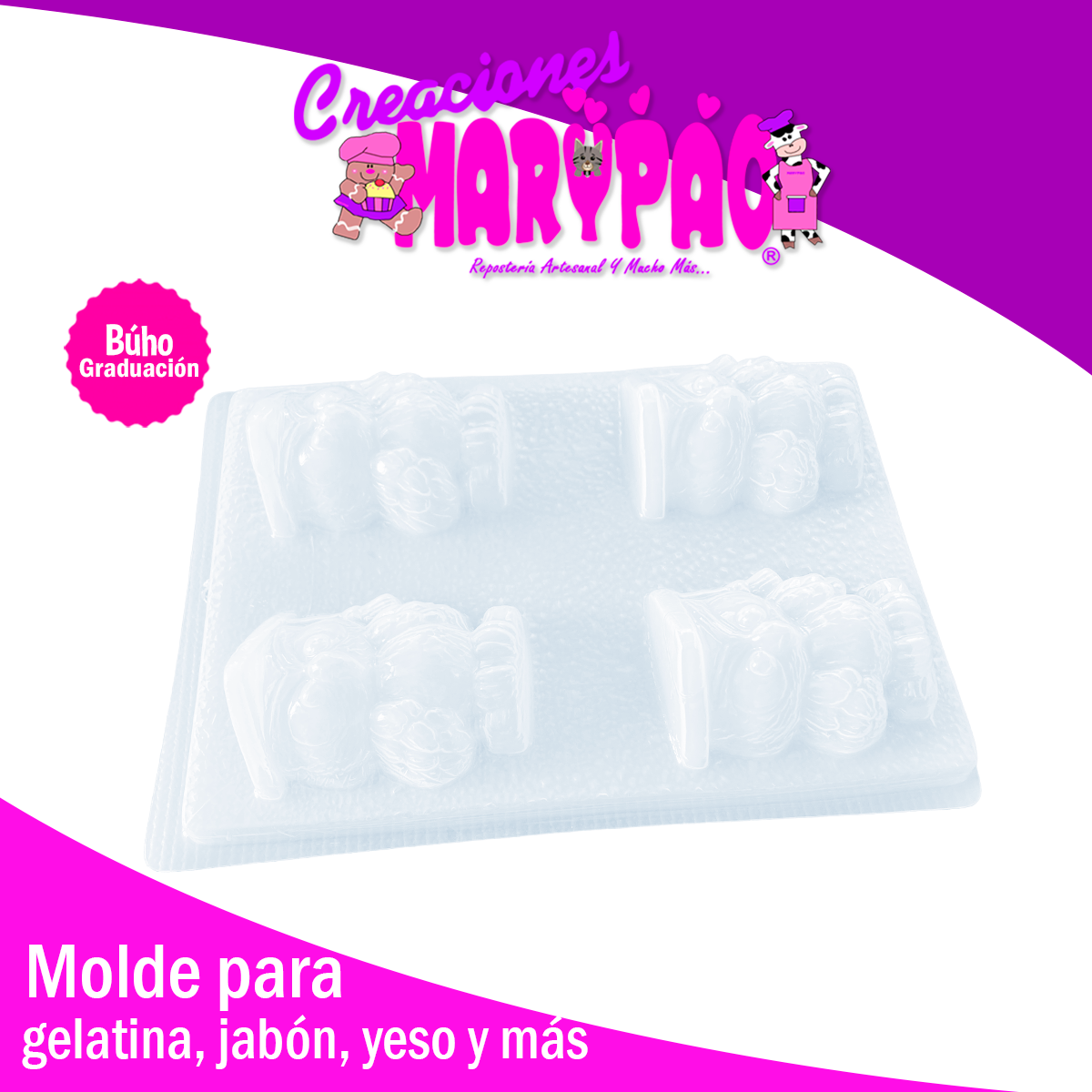 Molde Búho Graduación Jabón Gelatina Resina Chocolate