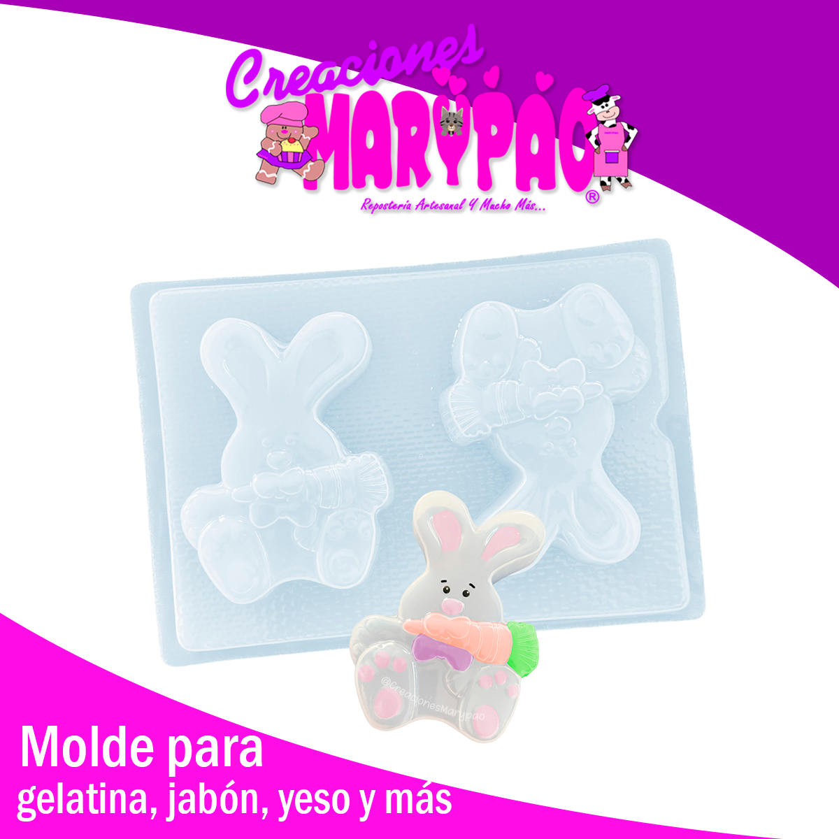 🐰🥕 Molde Conejo y Zanahoria (2 Cavidades) 🥕🐰