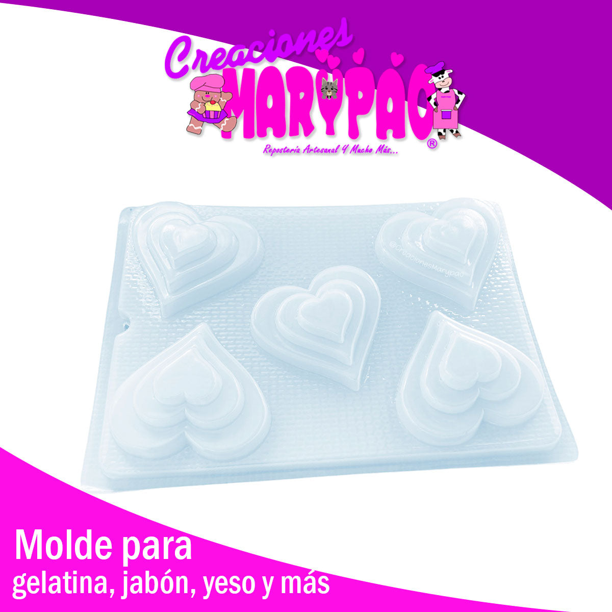 Molde Corazones Para Gelatinas Jabones Yeso Resina Mod.6