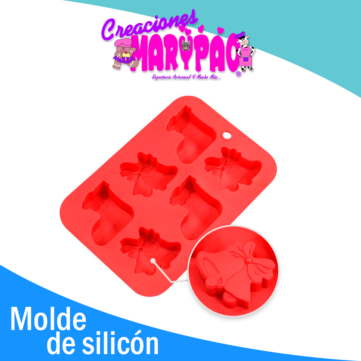 Molde De Silicon Navidad Bota y Campana Jabones Velas