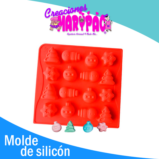 Molde De Silicon Navidad Pino Muñeco Nieve Estrella Esfera