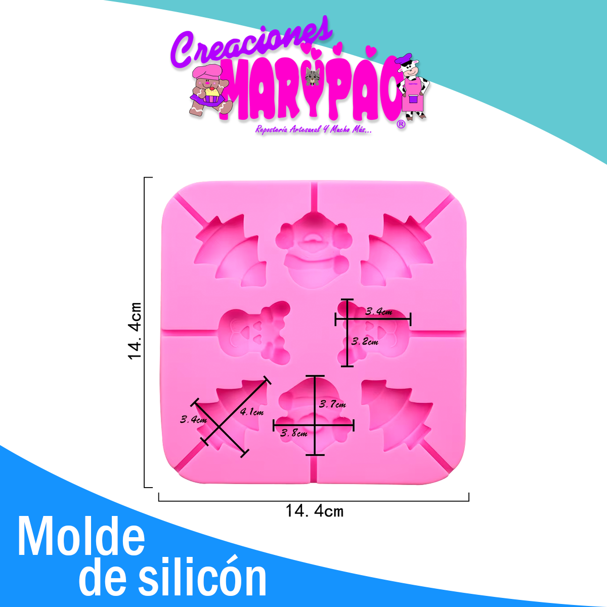 Molde De Silicón Paletas Navidad Reno Santa Árbol