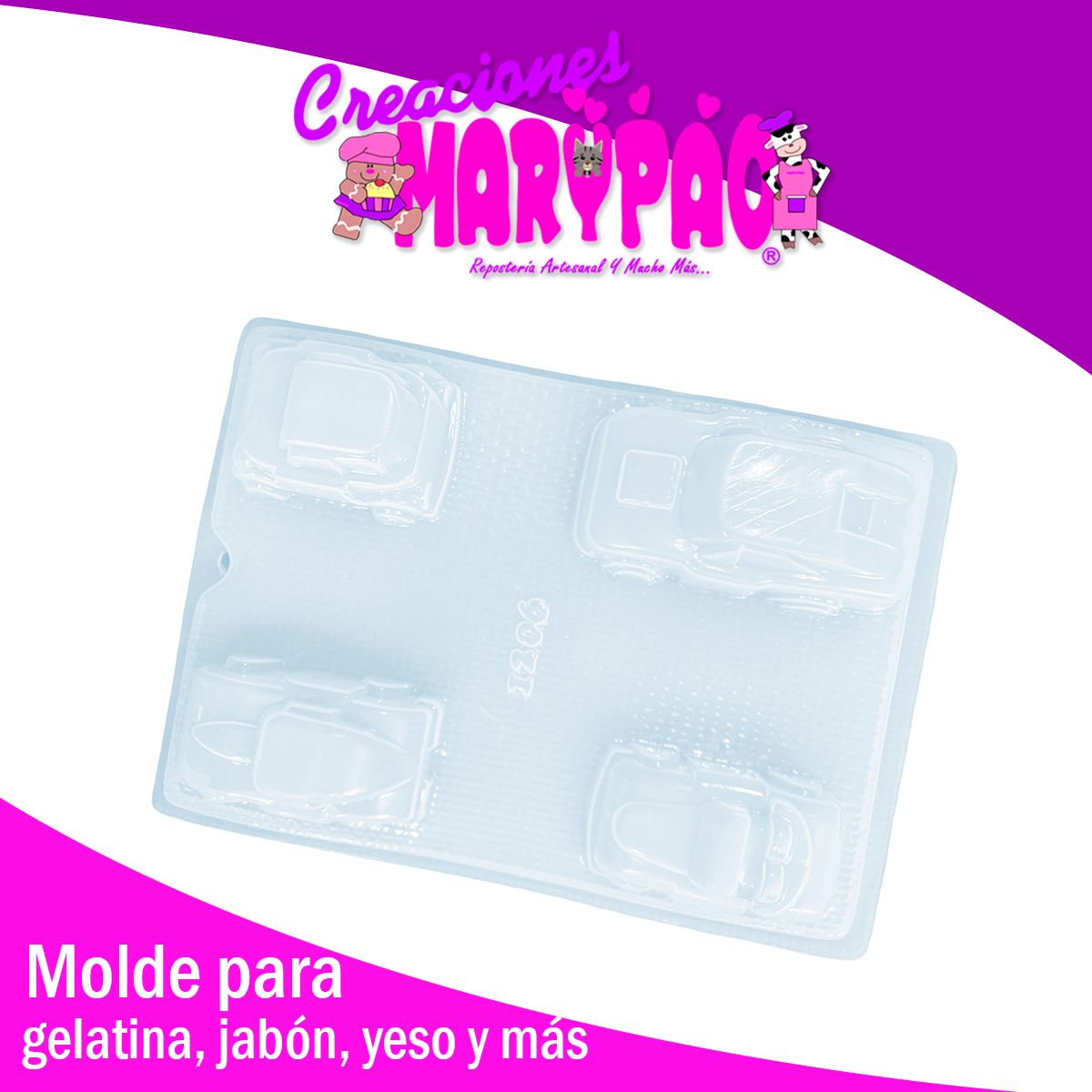 Molde Gelatina Carritos 3D