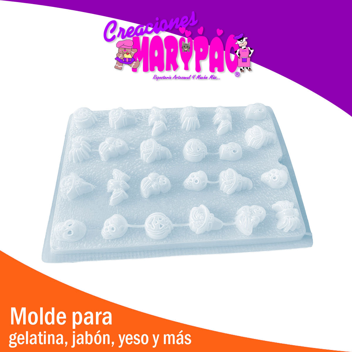 Molde Halloween Fantasma Calabaza Bruja Mini Chocolate Jabon