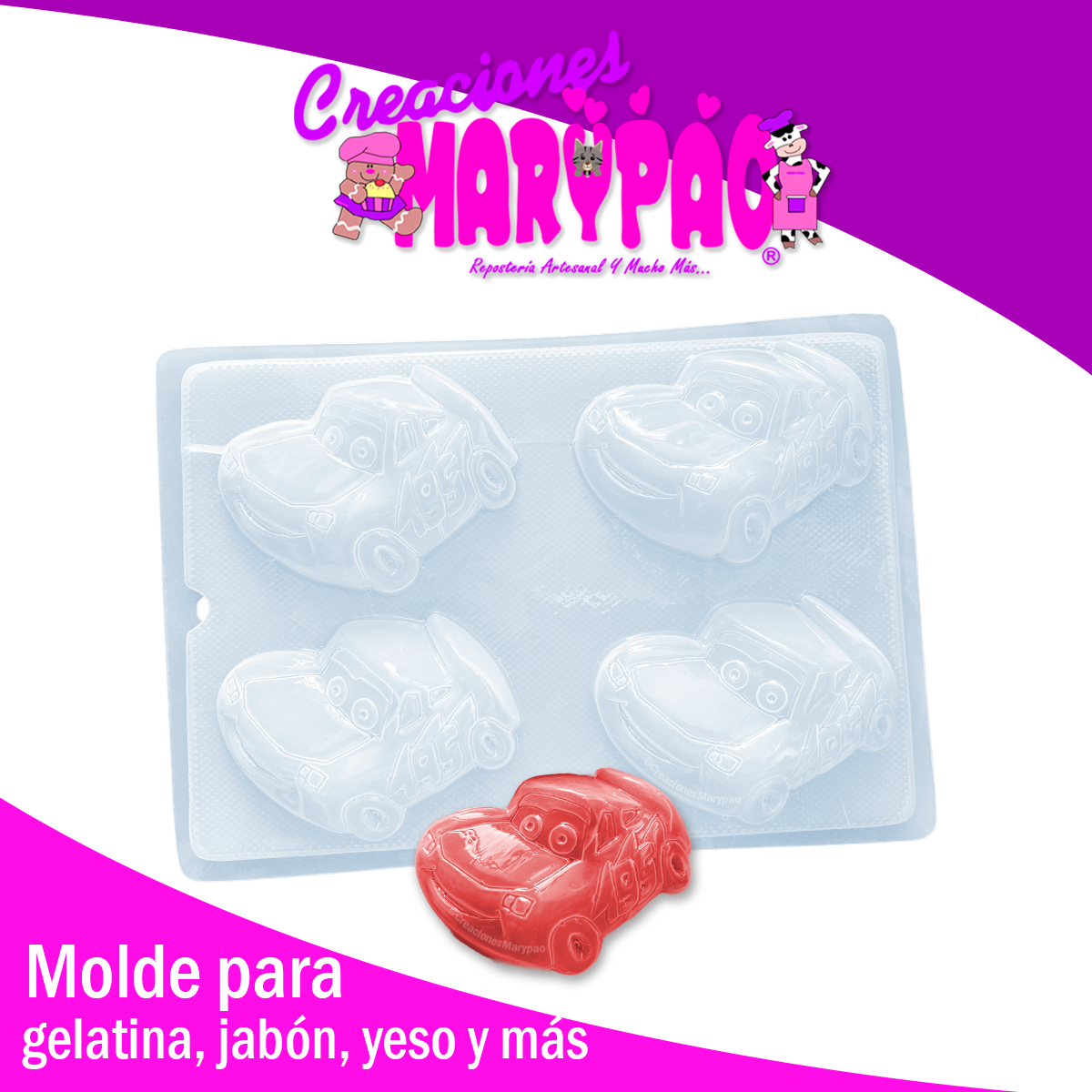Molde Mc Queen Cars Jabón Gelatina Resina Yeso