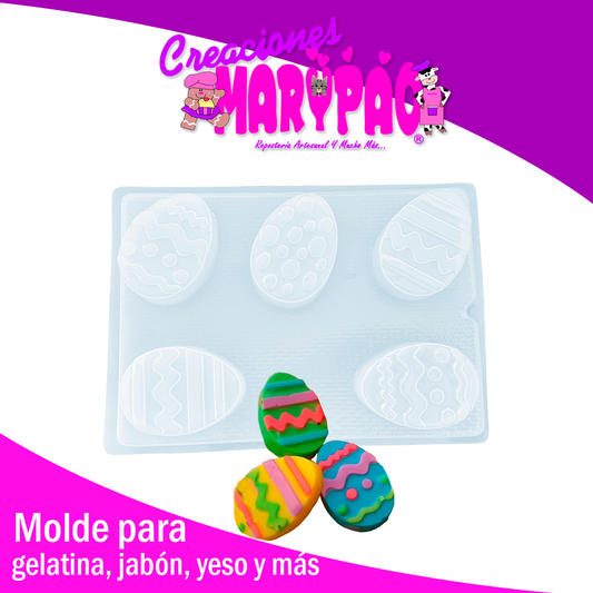 🐣✨ Molde de Polietileno – Huevitos de Pascua (5 Cavidades) ✨🥚