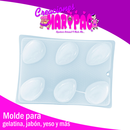 ✨ Molde Huevito de Pascua Liso (6 Cavidades) ✨🥚