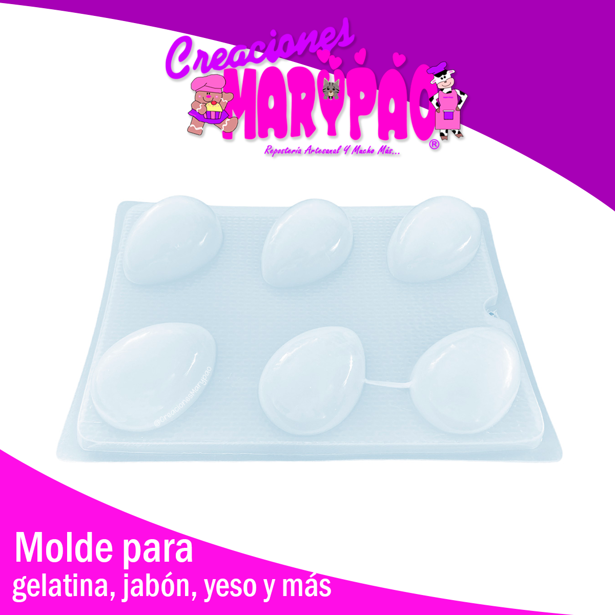 ✨ Molde Huevito de Pascua Liso (6 Cavidades) ✨🥚