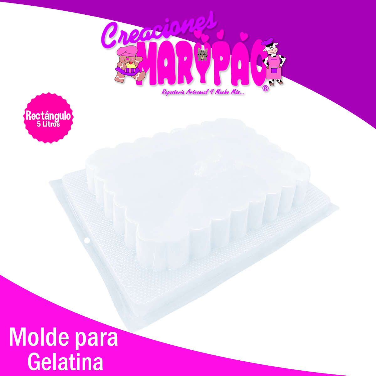 Molde Para Gelatina Rectángulo 5L Para Transfer