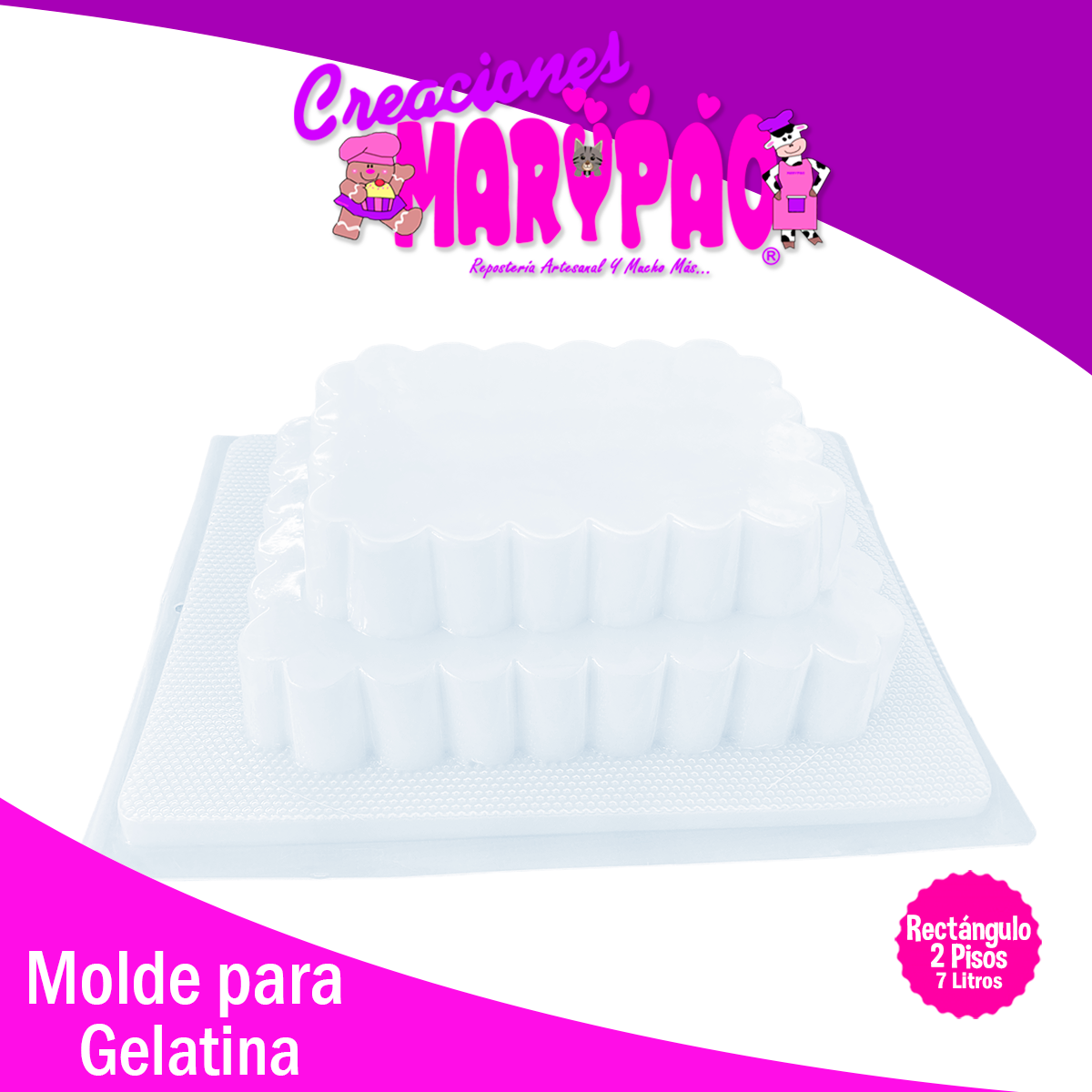 Molde Para Gelatina Rectángulo Dos Pisos 7L Para Transfer