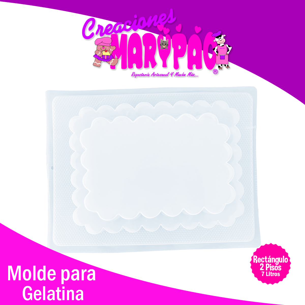 Molde Para Gelatina Rectángulo Dos Pisos 7L Para Transfer