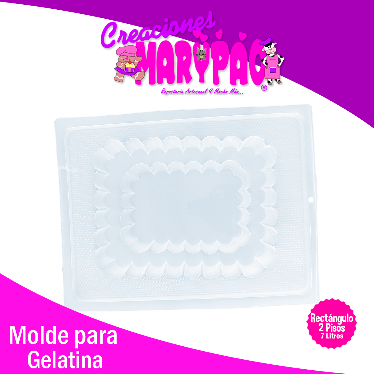 Molde Para Gelatina Rectángulo Dos Pisos 7L Para Transfer