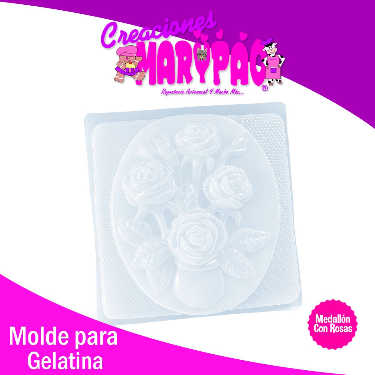 Molde Para Gelatina Rosas Medallón Dia De Las Madres 10 Mayo