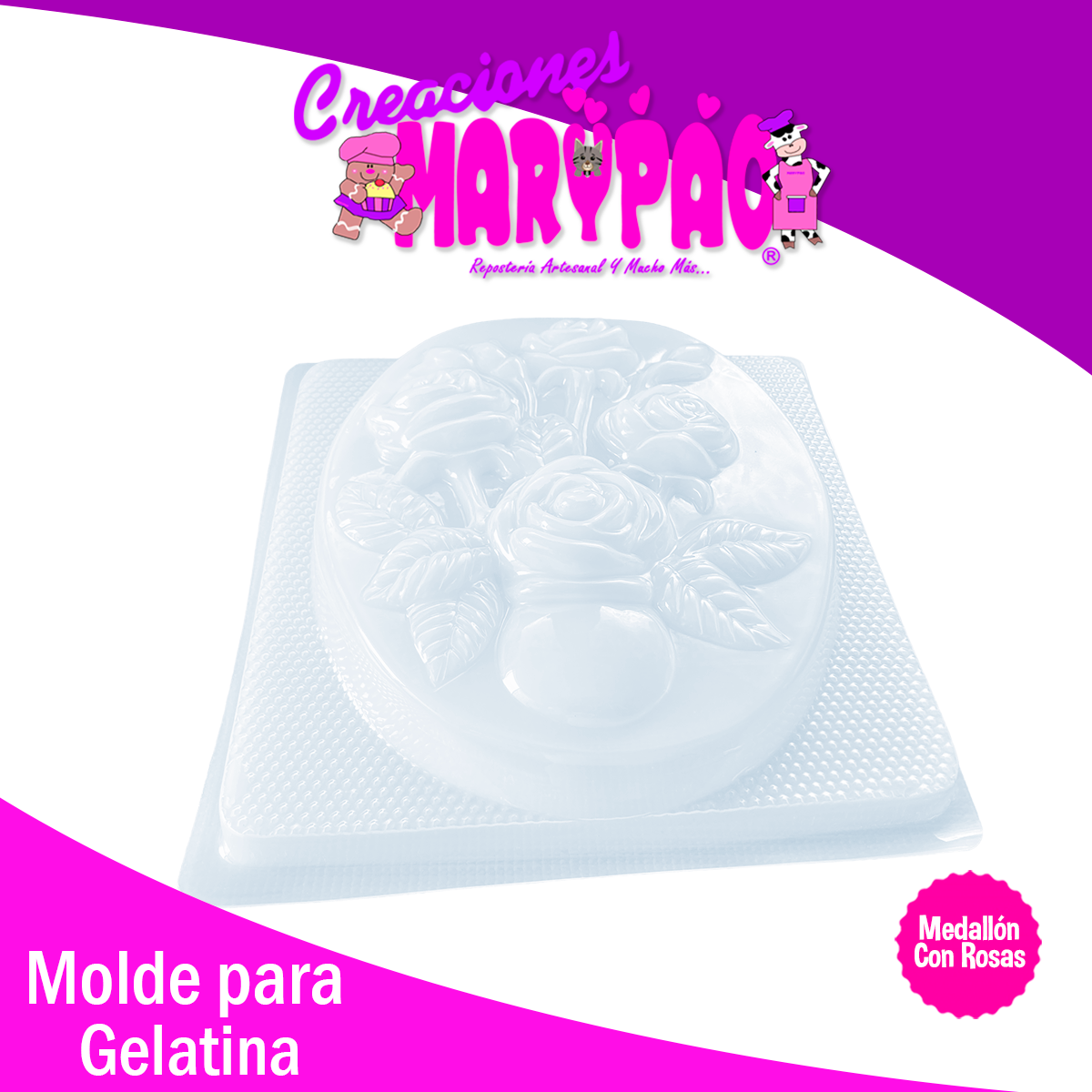 Molde Para Gelatina Rosas Medallón Dia De Las Madres 10 Mayo