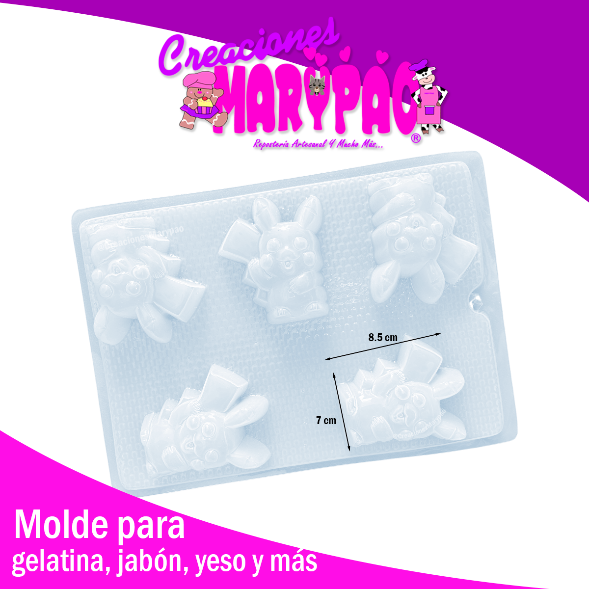 Molde Pikachu Pokémon Gelatinas Jabones Figuras de Yeso