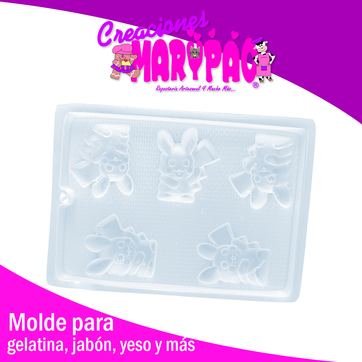 Molde Pikachu Pokémon Gelatinas Jabones Figuras de Yeso