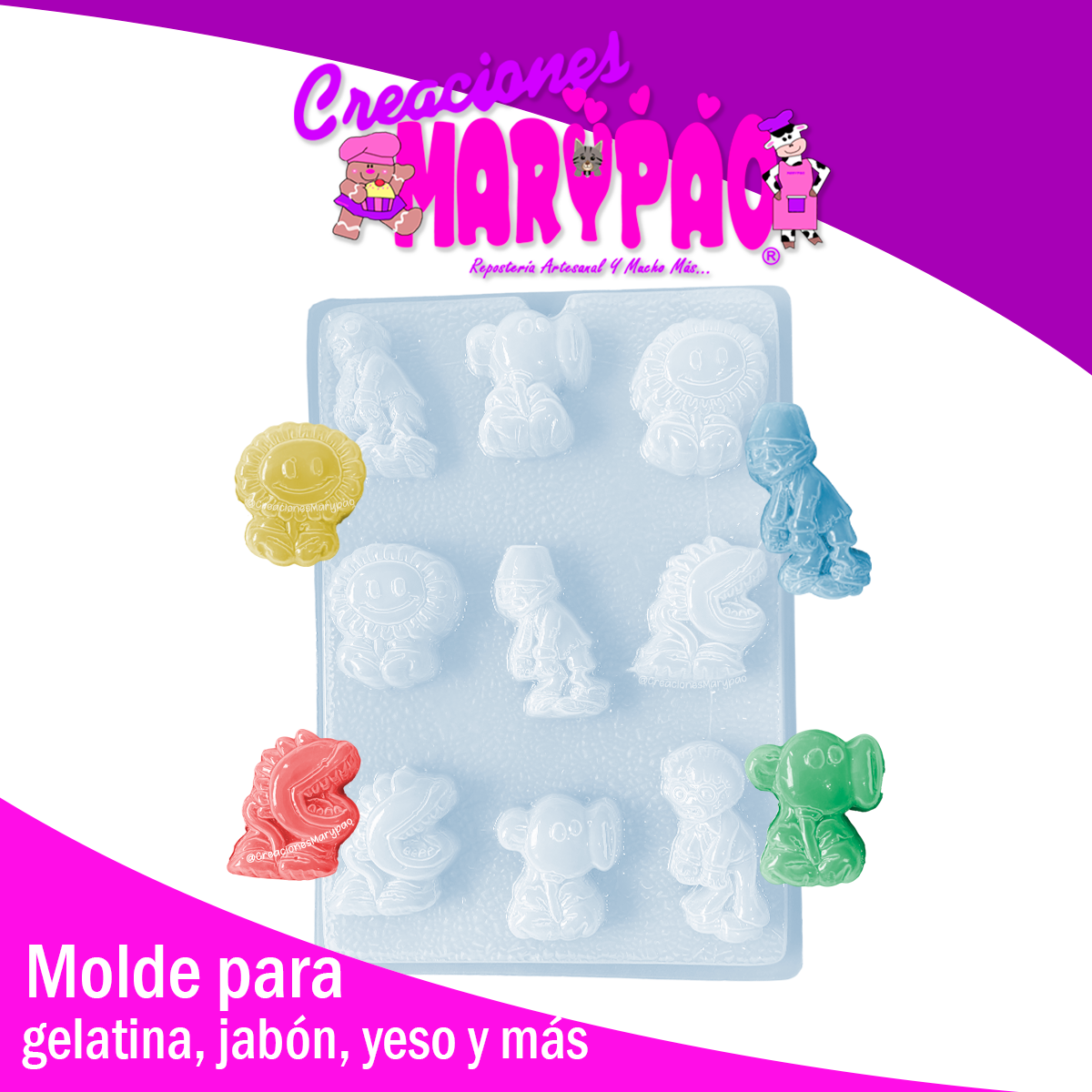 Molde Plantas Vs Zombies Personajes Jabón Gomitas Gelatina
