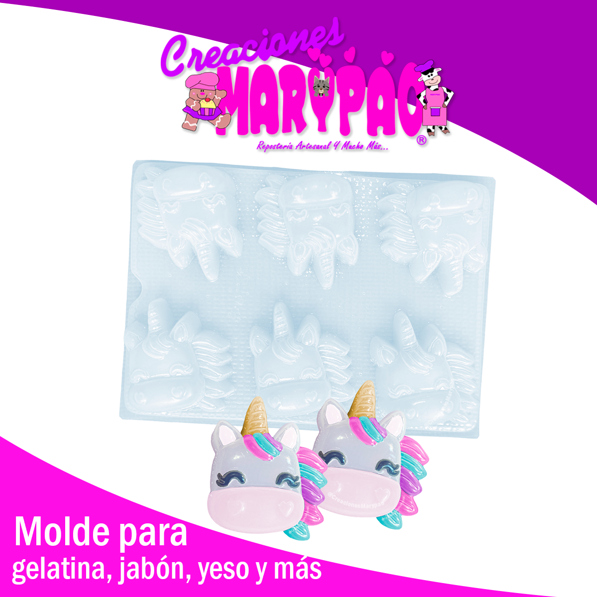 Molde Unicornio Cara Jabón Gelatina Gomita