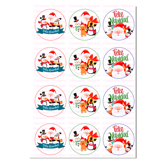 Obleas Comestibles Cupcakes Galletas Navidad Santa Claus