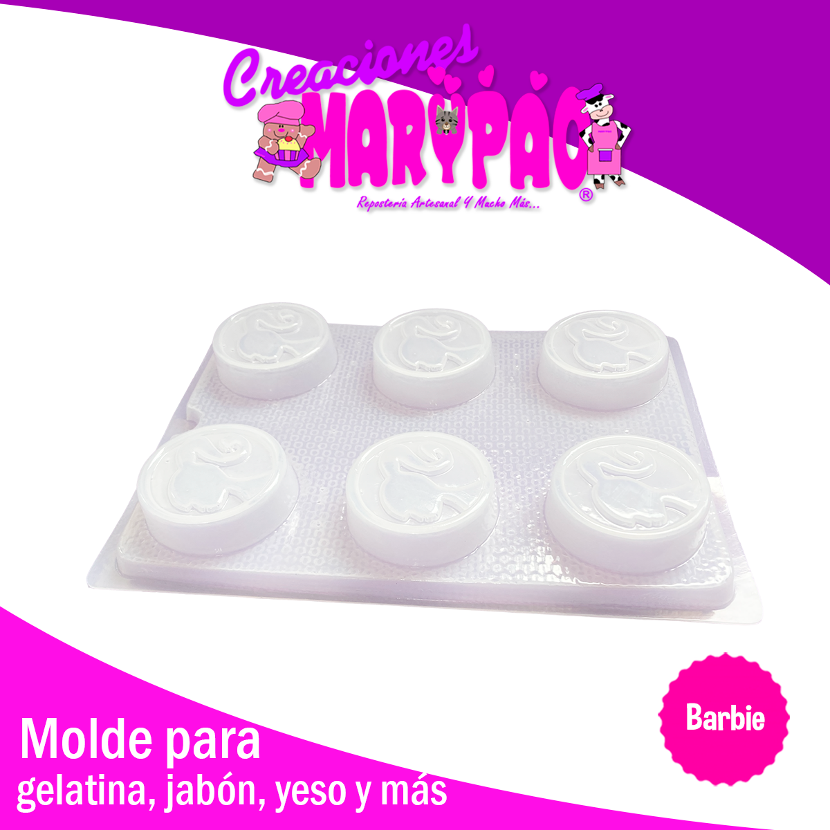 Molde Barbie Gelatinas Jabones Figuras de Yeso