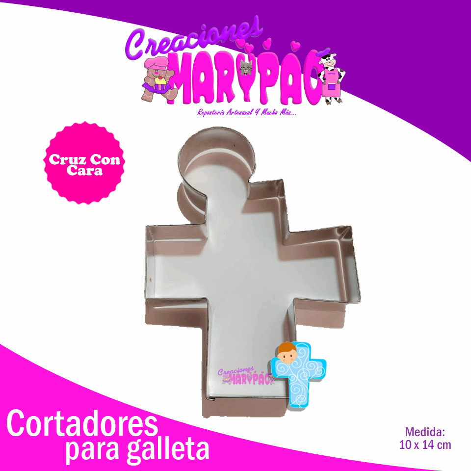 Cortador De Galletas Cruz Con Cara - Creaciones Marypao