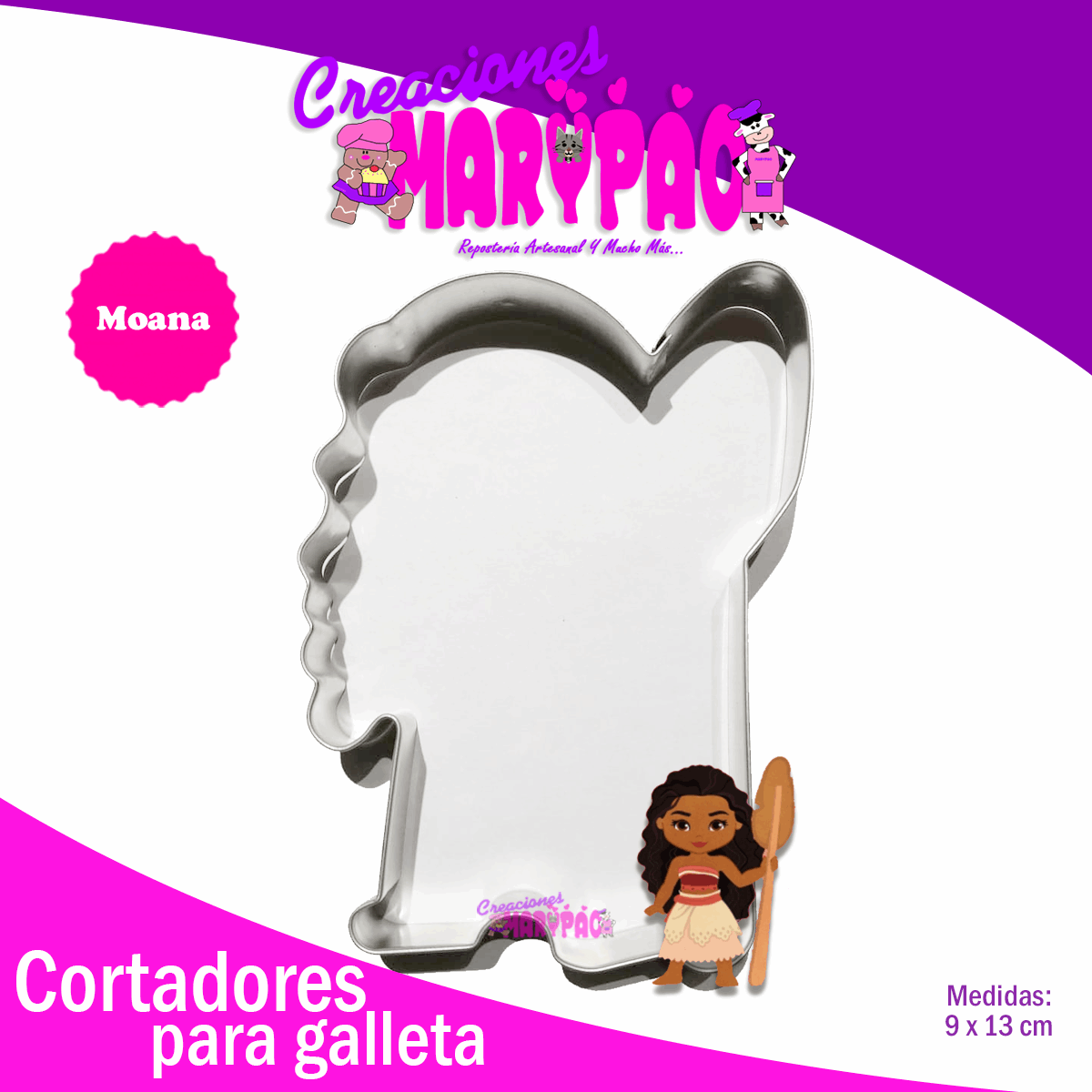 Cortador De Galletas Moana Princesas - Creaciones Marypao