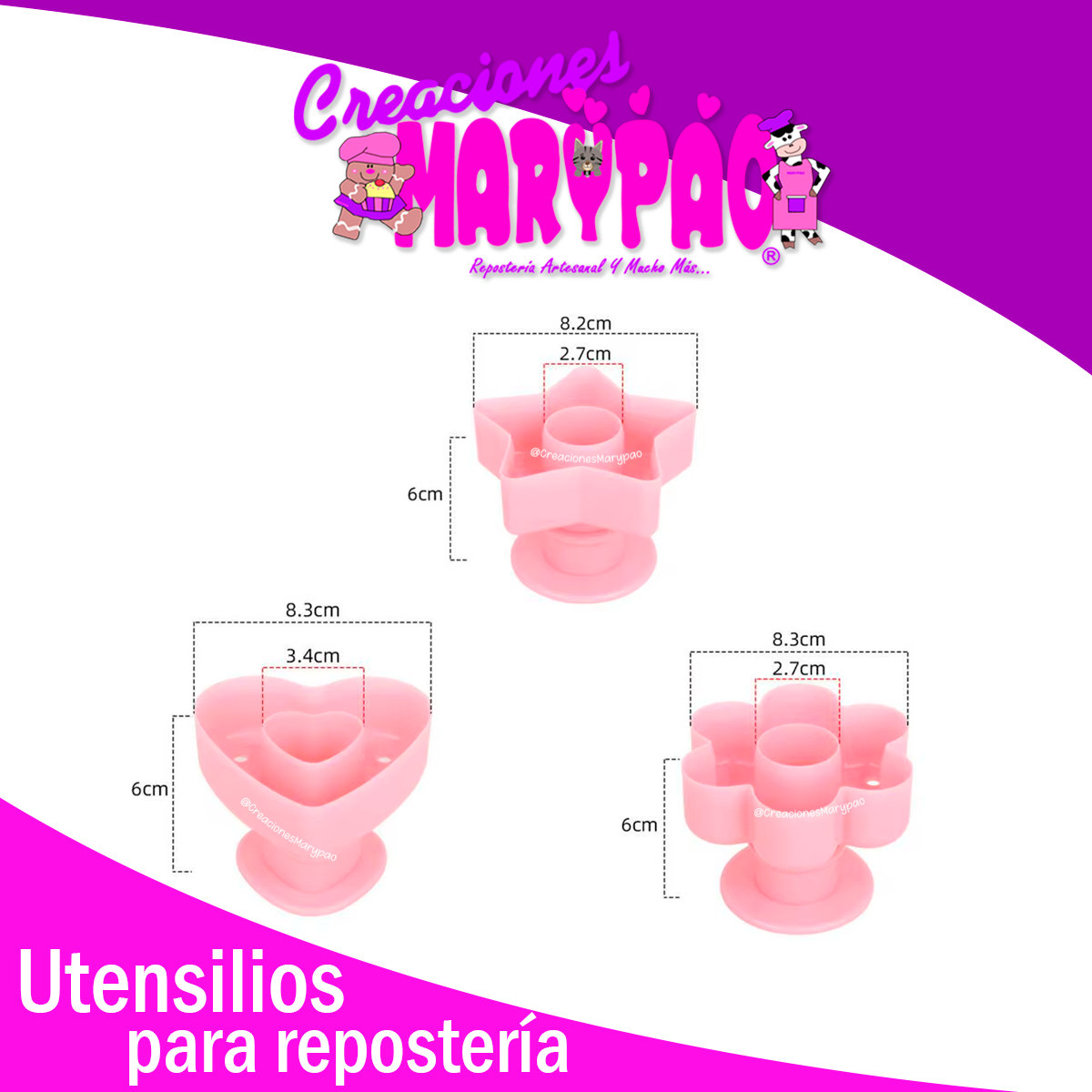 Cortadores De Dona Pack 3 Piezas: Corazón Estrella Y Flor