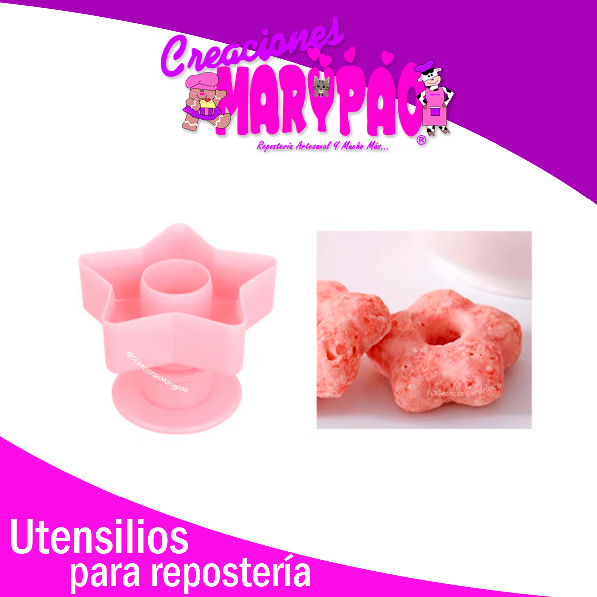 Cortadores De Dona Pack 3 Piezas: Corazón Estrella Y Flor
