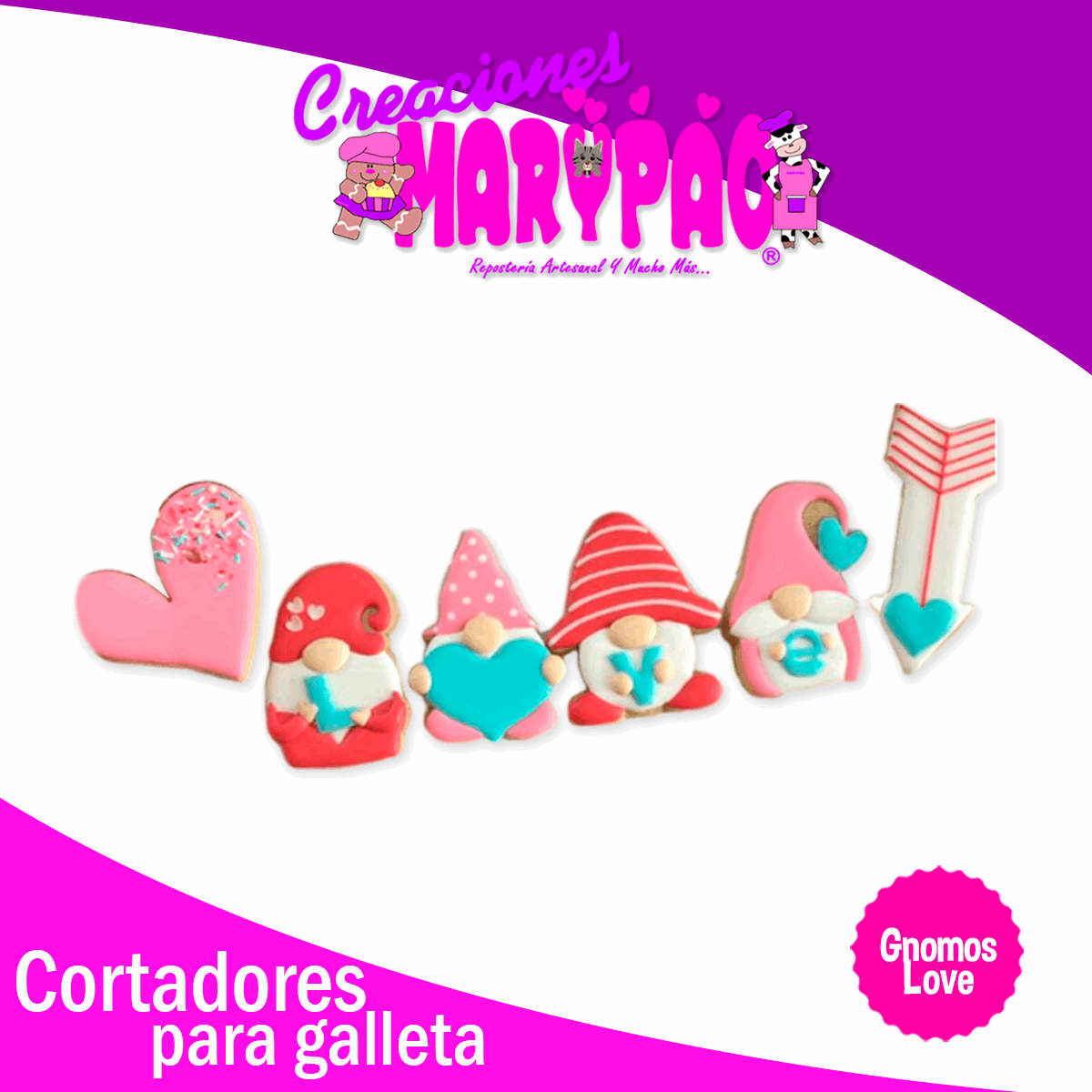 Cortadores De Galletas Gnomos Love 14 De Febrero