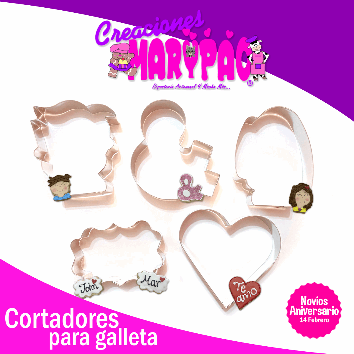 Cortadores De Galletas 14 De Febrero Novios Aniversario