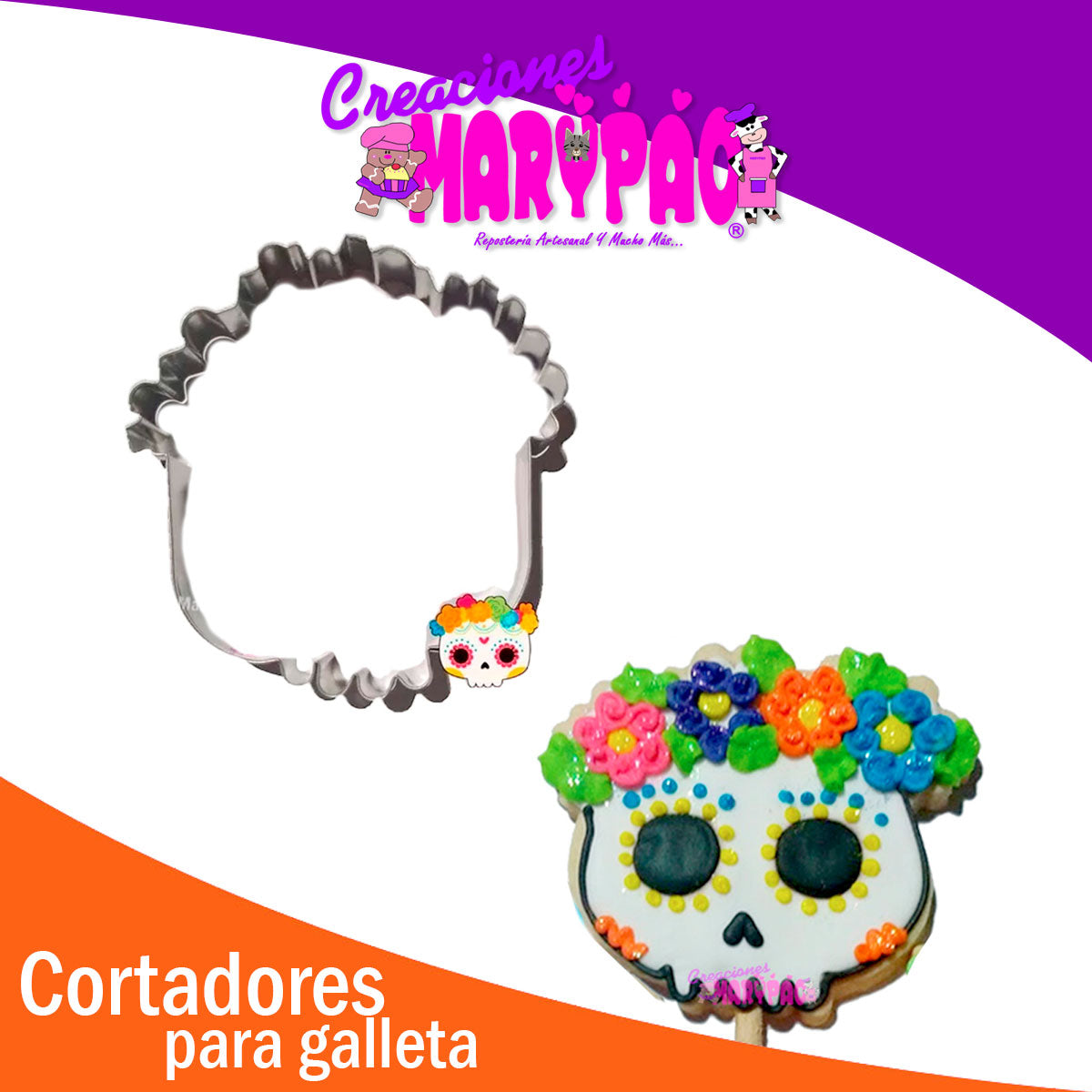 Cortador Galleta Calavera con Flores