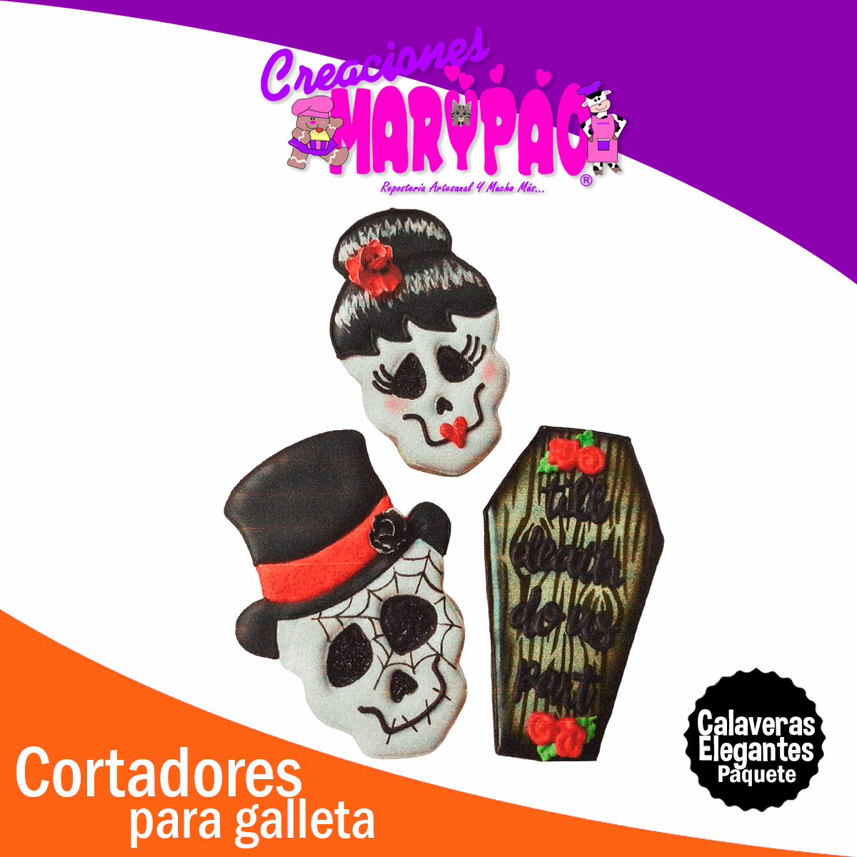 Cortadores De Galletas Calaveras Elegantes Día de Muertos