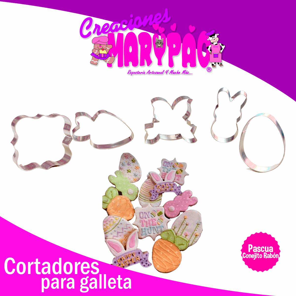 Cortadores De Galleta Pascua Conejo Rabón