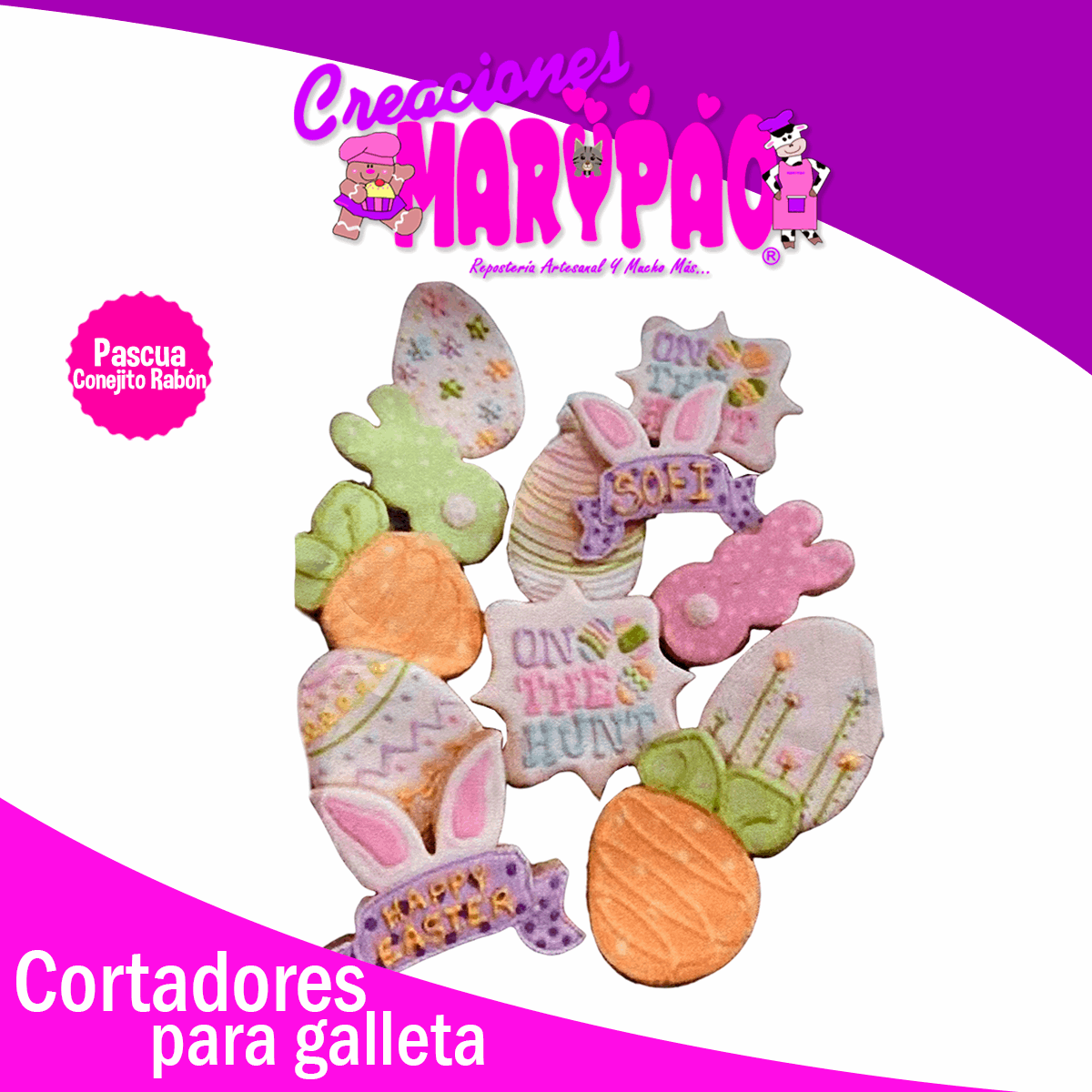 Cortadores De Galleta Pascua Conejo Rabón