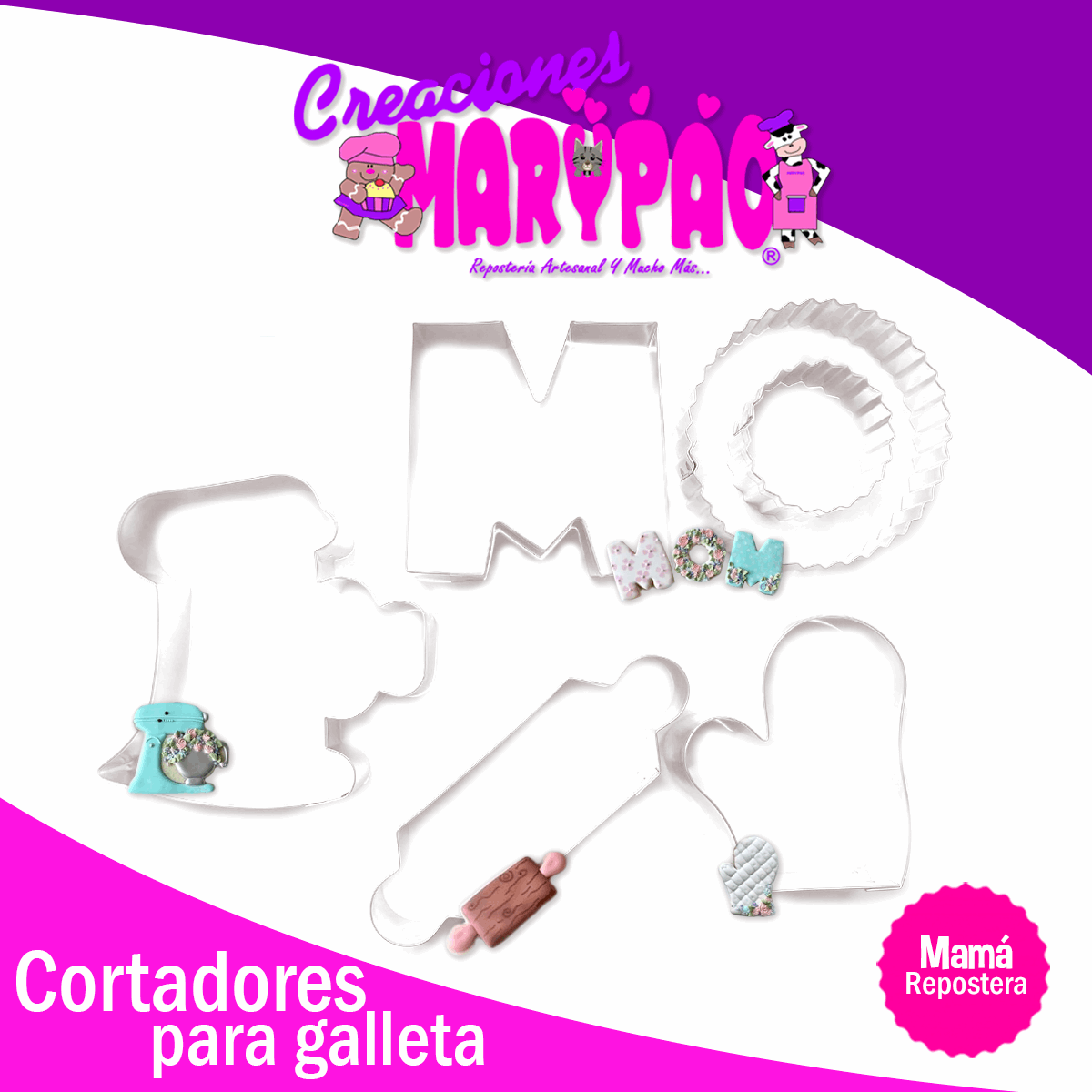Cortadores De Galletas Mamá Repostera 10 De Mayo Paq.6 Pzas