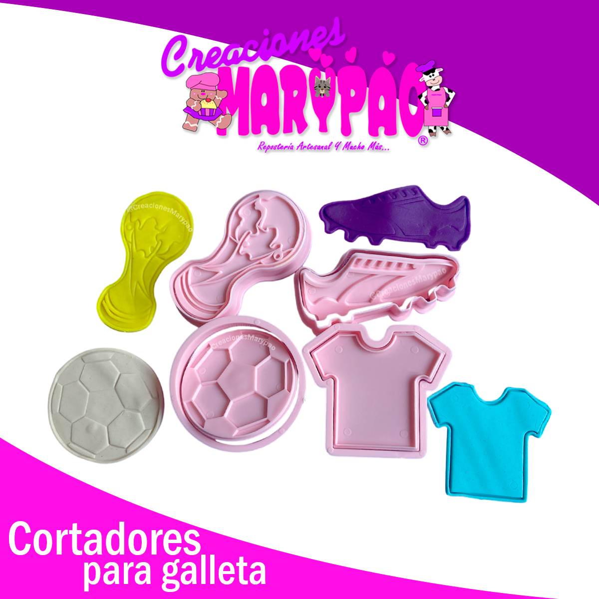 ⚽🍪 Pack de 4 Cortadores Texturizadores de Fútbol – Para Galletas, Fondant y Más 🎉🥅