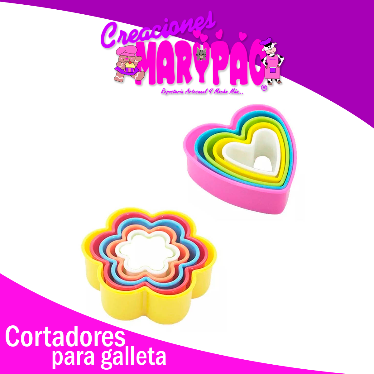 Paquete de Cortadores Flores y Corazones💕