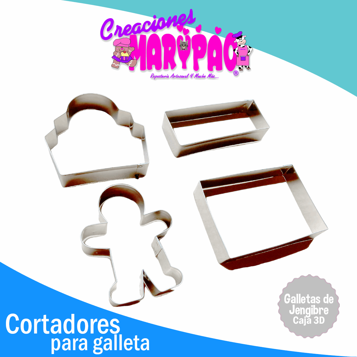 Cortadores de Galletas Caja de jengibre 3D