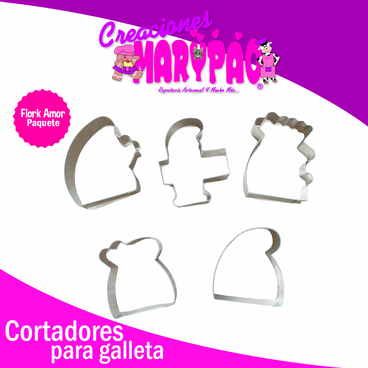 Cortadores De Galletas Flork Enamorado 14 De Febrero Pack