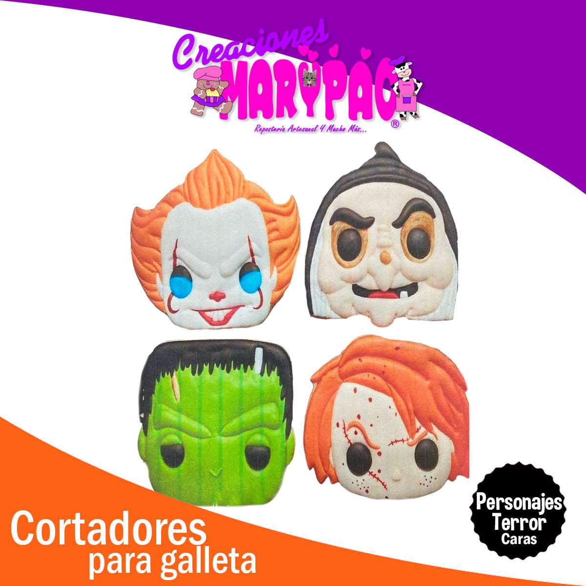 Cortadores De Galletas Halloween Personajes de Terror Caras