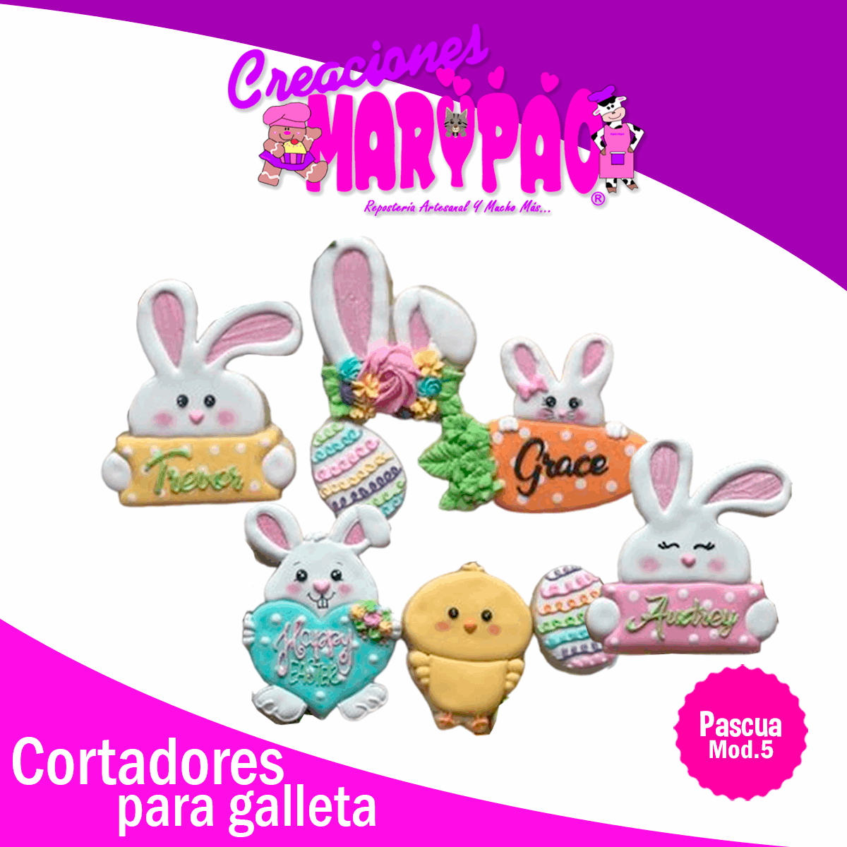 Cortadores De Galleta Pascua Conejo Zanahoria Huevo M5