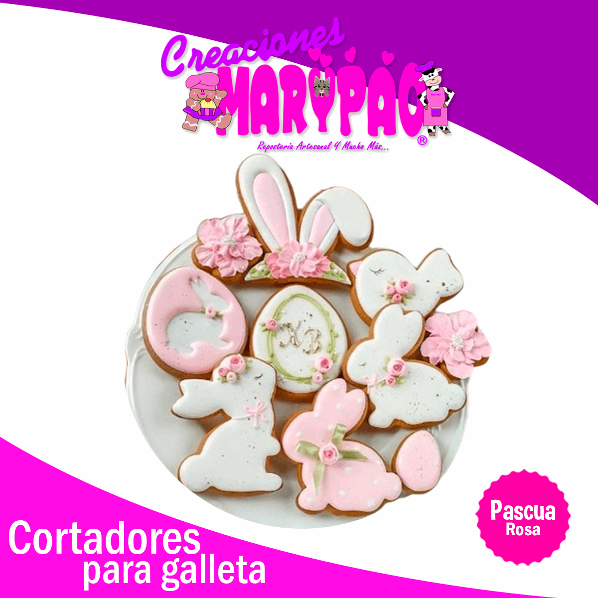 Cortadores De Galletas Pascua Rosa