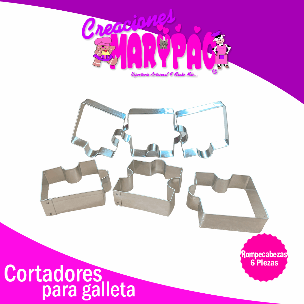 Cortadores Galletas Rompecabezas Febrero Amor Paq 6 Piezas
