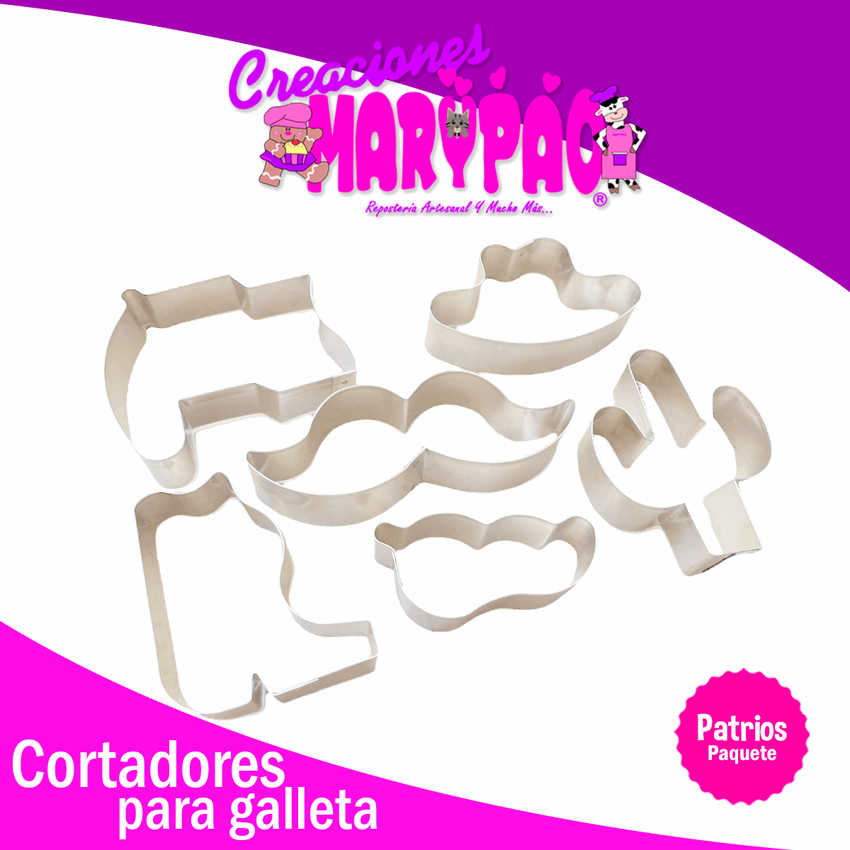 Cortadores Fiestas Patrias Bandera Cactus Bota Chile 6 Pzas
